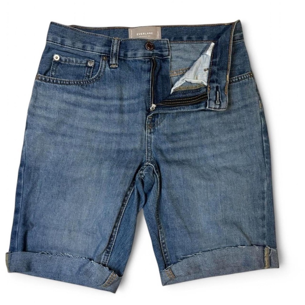 Everlane The Summer Jean Custom Cutoff Shorts Women's 24 Mid Rise Medium Wash - Picture 3 of 5